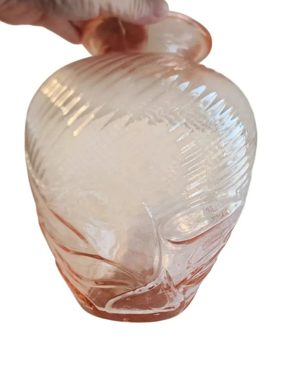 Antique 1920's Made in Italy Pink Swirl Art Deco Vase (air bubbles)